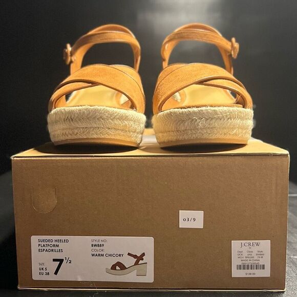 J.Crew Platform Espadrille Heeled Sandals in Warm Chicory Suede Size 7.5 NWB - Picture 12 of 16